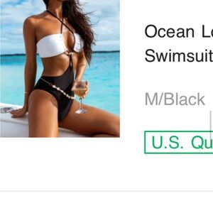 Cupshe Two-Tone White and Black Cutout One-Piece Swimsuit